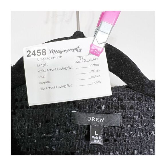 Anthropologie Drew Jacket Womens Blazer Nubby Tweed Bell Sleeve Ladies Large Bla - Picture 2 of 6